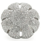 0W349 - Rhodium Brass Ring with AAA Grade CZ  in Clear - Alamode