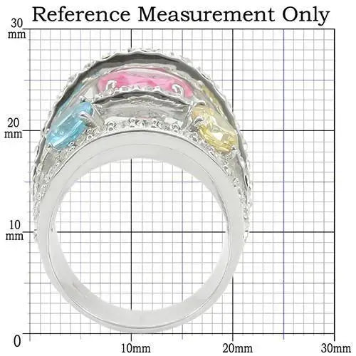 0W350 - Rhodium Brass Ring with AAA Grade CZ in Rose - Alamode - Flyclothing LLC