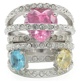 0W350 - Rhodium Brass Ring with AAA Grade CZ in Rose - Alamode - Flyclothing LLC