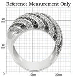 0W351 - Rhodium + Ruthenium Brass Ring with AAA Grade CZ in Jet - Alamode - Flyclothing LLC