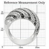 0W351 - Rhodium + Ruthenium Brass Ring with AAA Grade CZ  in Jet - Alamode