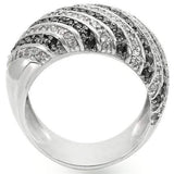 0W351 - Rhodium + Ruthenium Brass Ring with AAA Grade CZ in Jet - Alamode - Flyclothing LLC