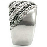0W351 - Rhodium + Ruthenium Brass Ring with AAA Grade CZ in Jet - Alamode - Flyclothing LLC