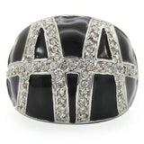 0W355 - Rhodium Brass Ring with AAA Grade CZ  in Clear - Alamode