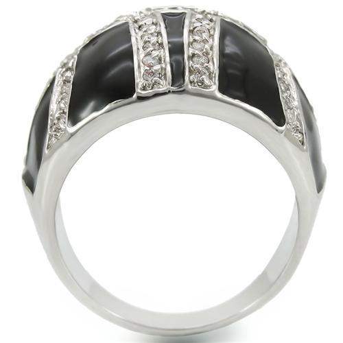 0W355 - Rhodium Brass Ring with AAA Grade CZ in Clear - Alamode - Flyclothing LLC