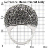0W362 - Rhodium + Ruthenium Brass Ring with AAA Grade CZ in Jet - Alamode - Flyclothing LLC