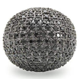 0W362 - Rhodium + Ruthenium Brass Ring with AAA Grade CZ in Jet - Alamode - Flyclothing LLC