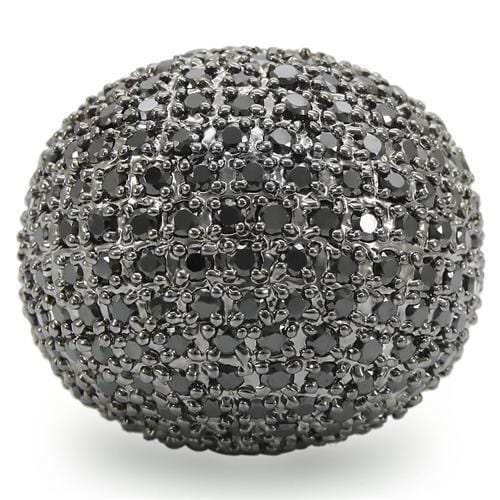 0W362 - Rhodium + Ruthenium Brass Ring with AAA Grade CZ in Jet - Alamode - Flyclothing LLC