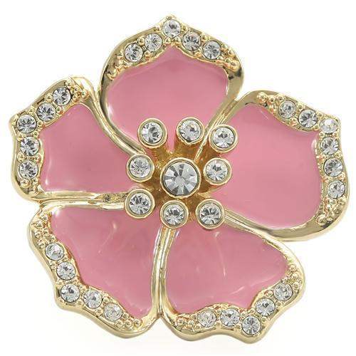 0W376 - Gold Brass Ring with Top Grade Crystal in Clear - Alamode - Flyclothing LLC
