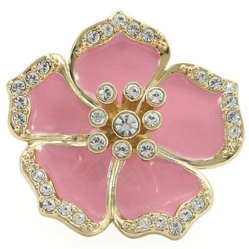 0W376 - Gold Brass Ring with Top Grade Crystal in Clear - Alamode - Flyclothing LLC