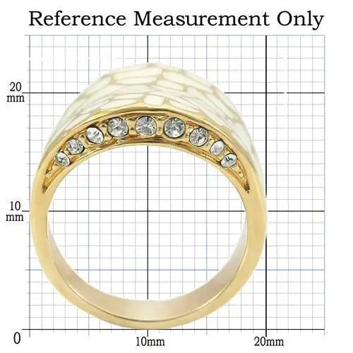 0W379 - Gold Brass Ring with Top Grade Crystal in Clear - Alamode - Flyclothing LLC