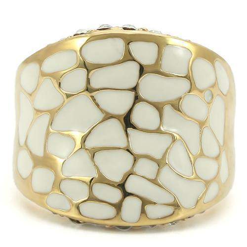 0W379 - Gold Brass Ring with Top Grade Crystal in Clear - Alamode - Flyclothing LLC
