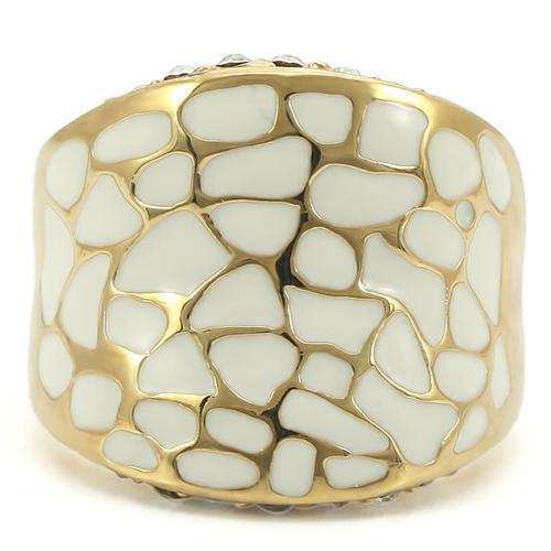 0W379 - Gold Brass Ring with Top Grade Crystal in Clear - Alamode - Flyclothing LLC