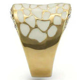 0W379 - Gold Brass Ring with Top Grade Crystal in Clear - Alamode - Flyclothing LLC