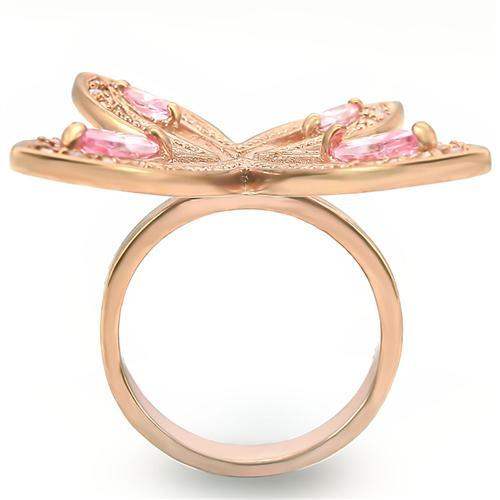 0W381 - Rose Gold Brass Ring with AAA Grade CZ in Rose - Alamode - Flyclothing LLC