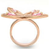 0W381 - Rose Gold Brass Ring with AAA Grade CZ  in Rose - Alamode
