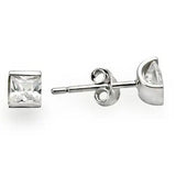 0W388 - Rhodium 925 Sterling Silver Earrings with AAA Grade CZ  in Clear - Alamode