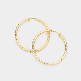 1.75 Inch Metal Hoop Clip On Earrings - Madeline Love - Flyclothing LLC