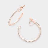 1.75 inch Rhinestone Hoop Clip on Earrings - Madeline Love - Flyclothing LLC