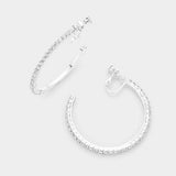 1.75 inch Rhinestone Hoop Clip on Earrings - Madeline Love - Flyclothing LLC