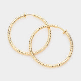 1.75" Textured Metal Hoop Clip on Earrings - Madeline Love - Flyclothing LLC