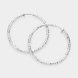1.75" Textured Metal Hoop Clip on Earrings - Madeline Love - Flyclothing LLC