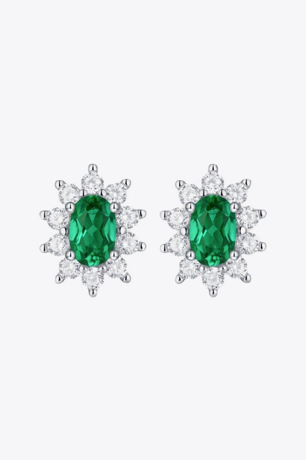 1 Carat Lab-Grown Emerald Stud Earrings - Trendsi