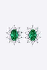 1 Carat Lab-Grown Emerald Stud Earrings - Trendsi - Flyclothing LLC