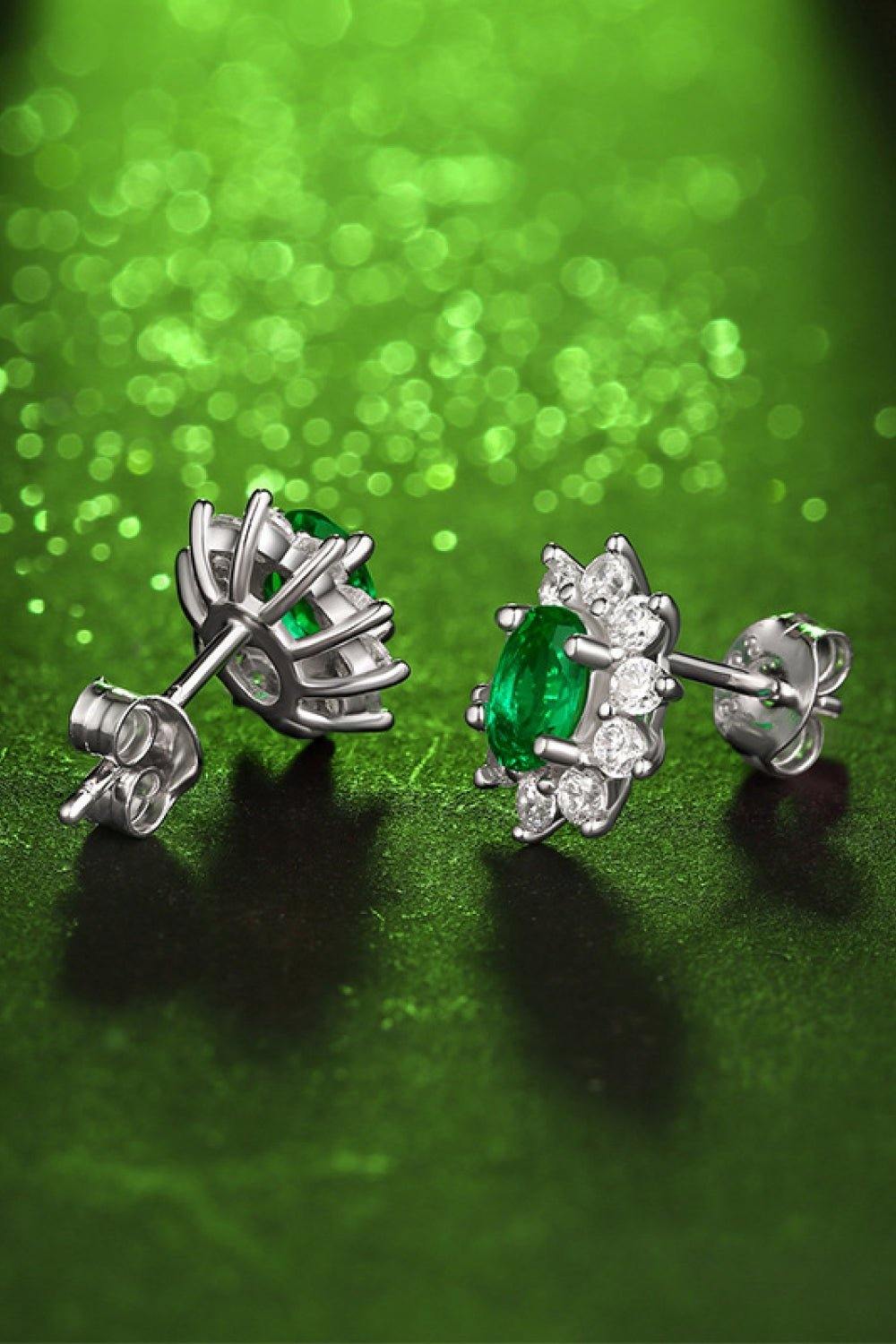 1 Carat Lab-Grown Emerald Stud Earrings - Trendsi