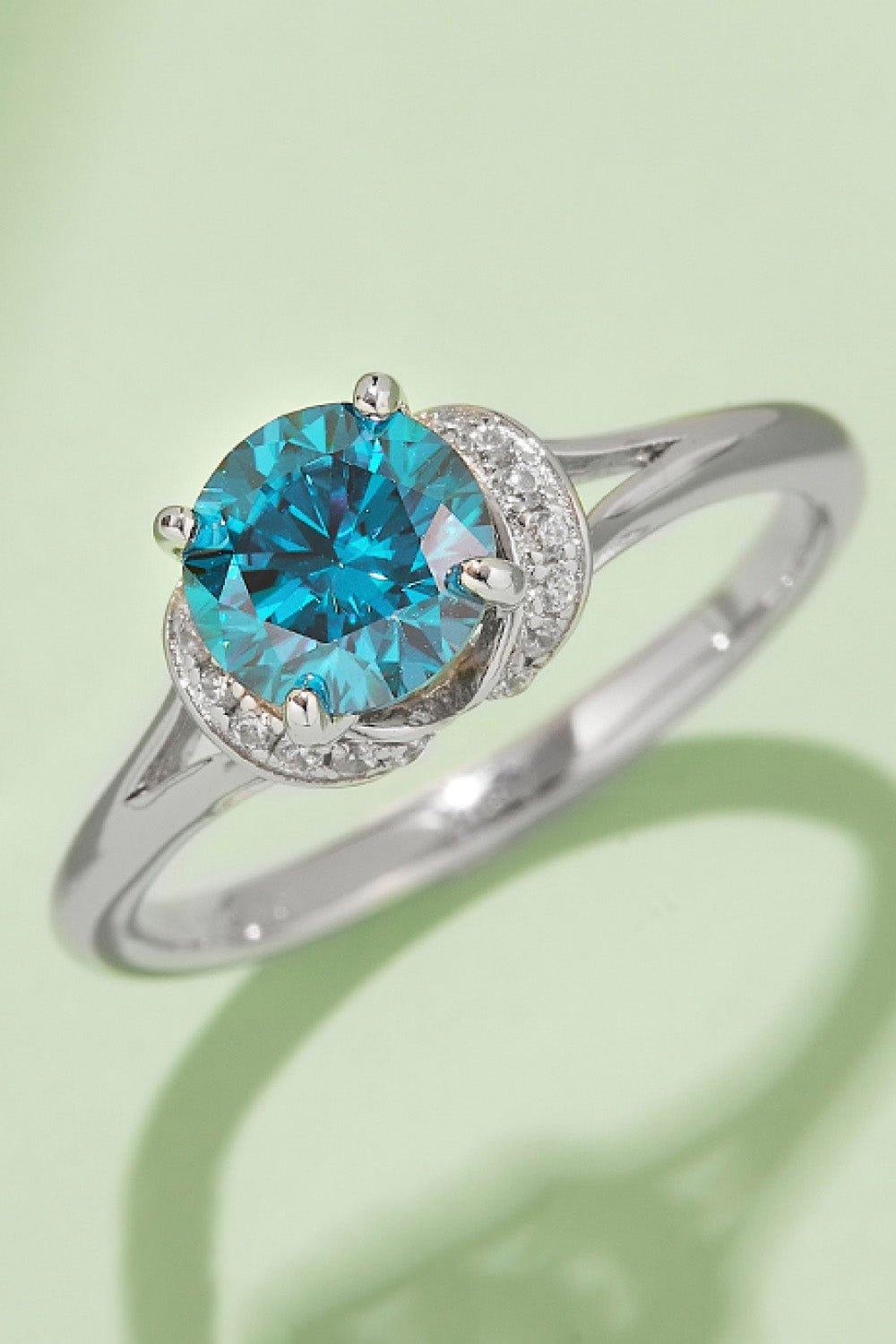 1 Carat Moissanite 4-Prong 925 Sterling Silver Ring - Trendsi