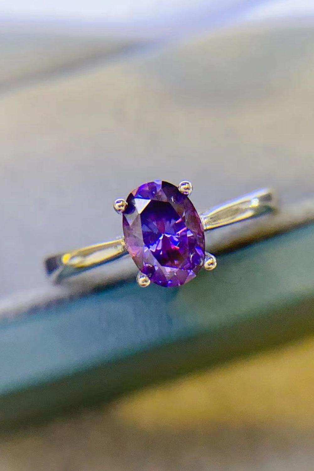 1 Carat Moissanite 4-Prong Solitaire Ring - Trendsi - Flyclothing LLC