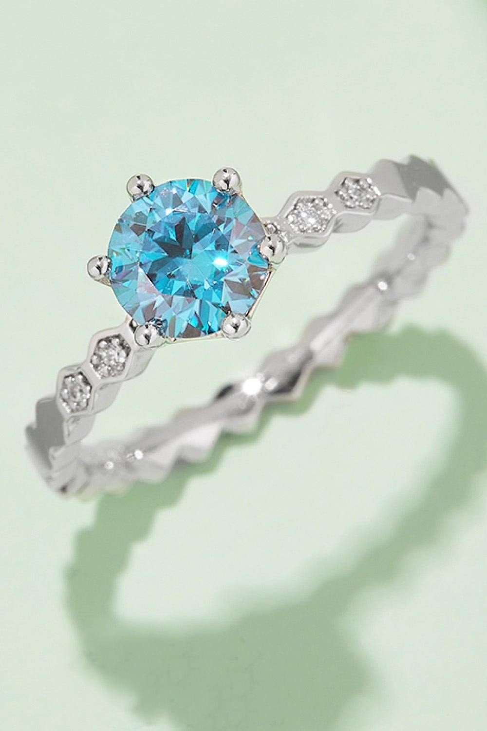 1 Carat Moissanite 6-Prong 925 Sterling Silver Ring - Trendsi