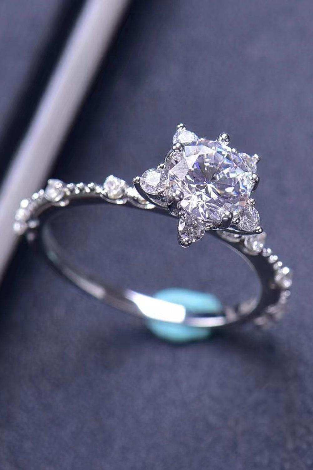 1 Carat Moissanite 6-Prong Ring - Trendsi - Flyclothing LLC