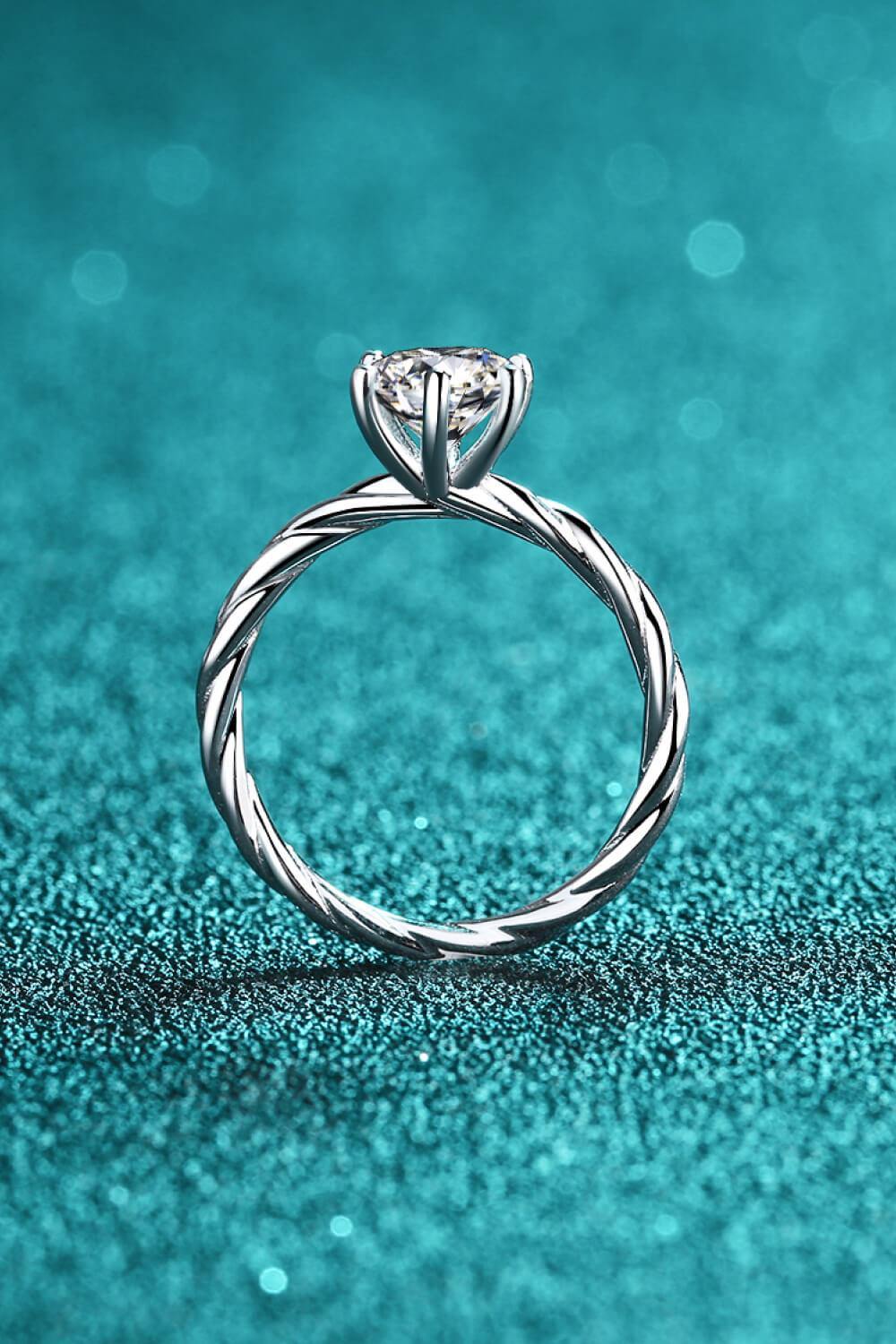 1 Carat Moissanite 6-Prong Twisted Ring - Trendsi