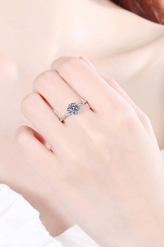 1 Carat Moissanite 6-Prong Twisted Ring - Trendsi