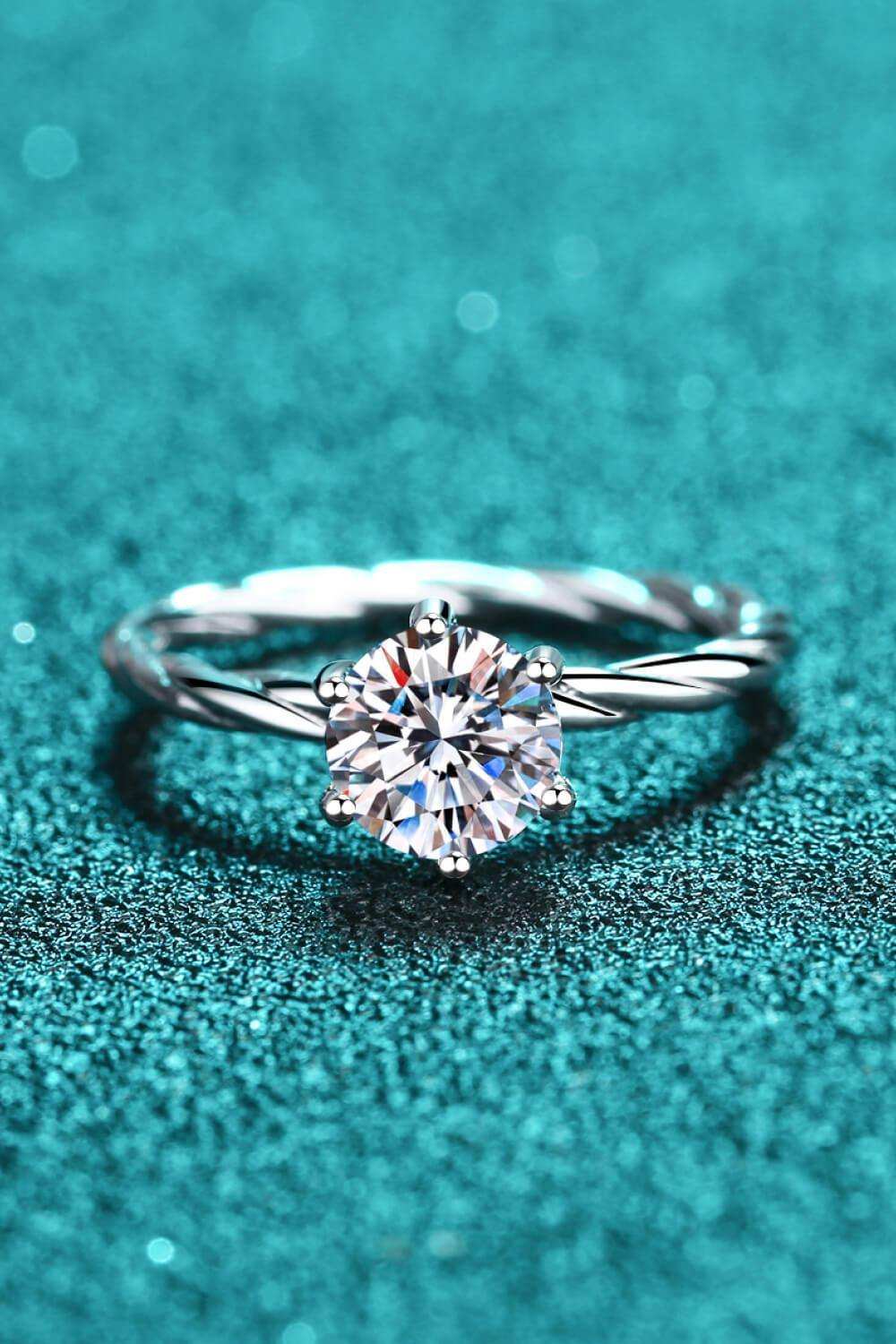 1 Carat Moissanite 6-Prong Twisted Ring - Trendsi - Flyclothing LLC