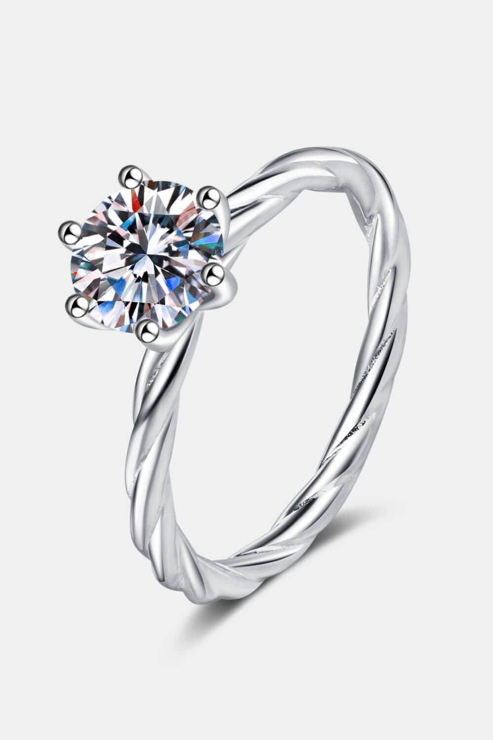 1 Carat Moissanite 6-Prong Twisted Ring - Trendsi