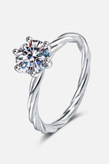 1 Carat Moissanite 6-Prong Twisted Ring - Trendsi - Flyclothing LLC