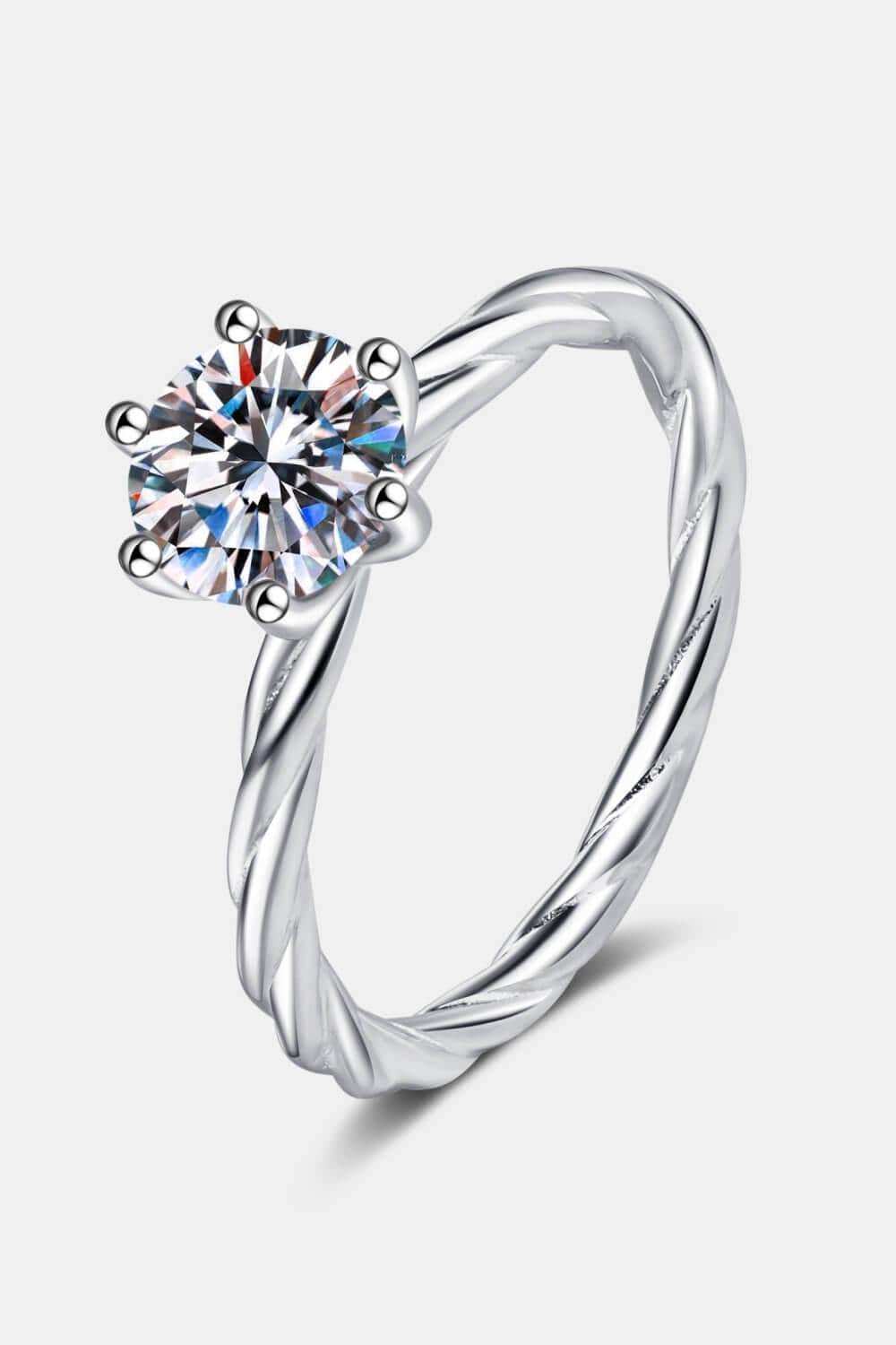 1 Carat Moissanite 6-Prong Twisted Ring - Trendsi - Flyclothing LLC