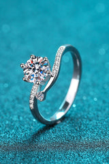 1 Carat Moissanite 925 Sterling Silver Bypass Ring - Trendsi