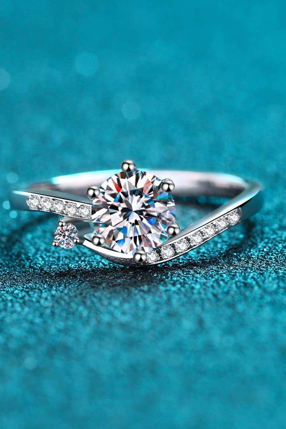 1 Carat Moissanite 925 Sterling Silver Bypass Ring - Trendsi - Flyclothing LLC