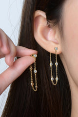 1 Carat Moissanite 925 Sterling Silver Chain Earrings - Trendsi