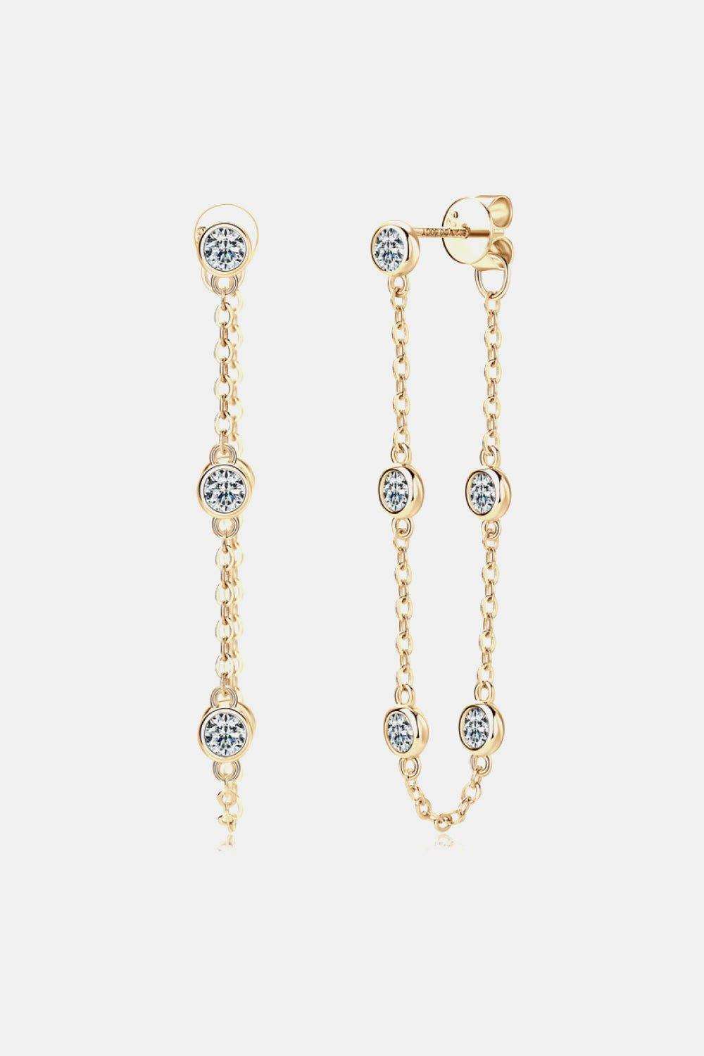 1 Carat Moissanite 925 Sterling Silver Chain Earrings - Trendsi - Flyclothing LLC