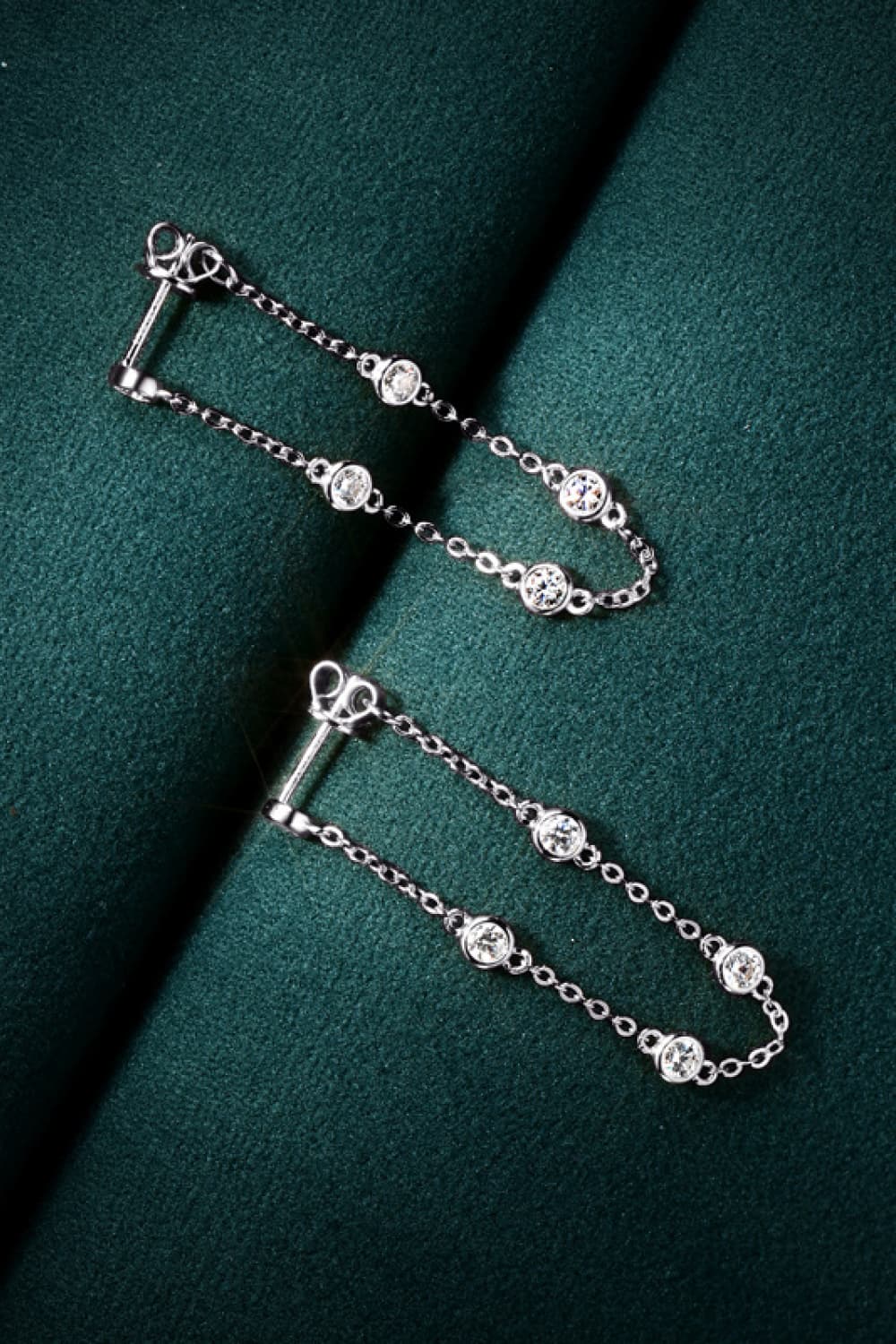 1 Carat Moissanite 925 Sterling Silver Chain Earrings - Trendsi