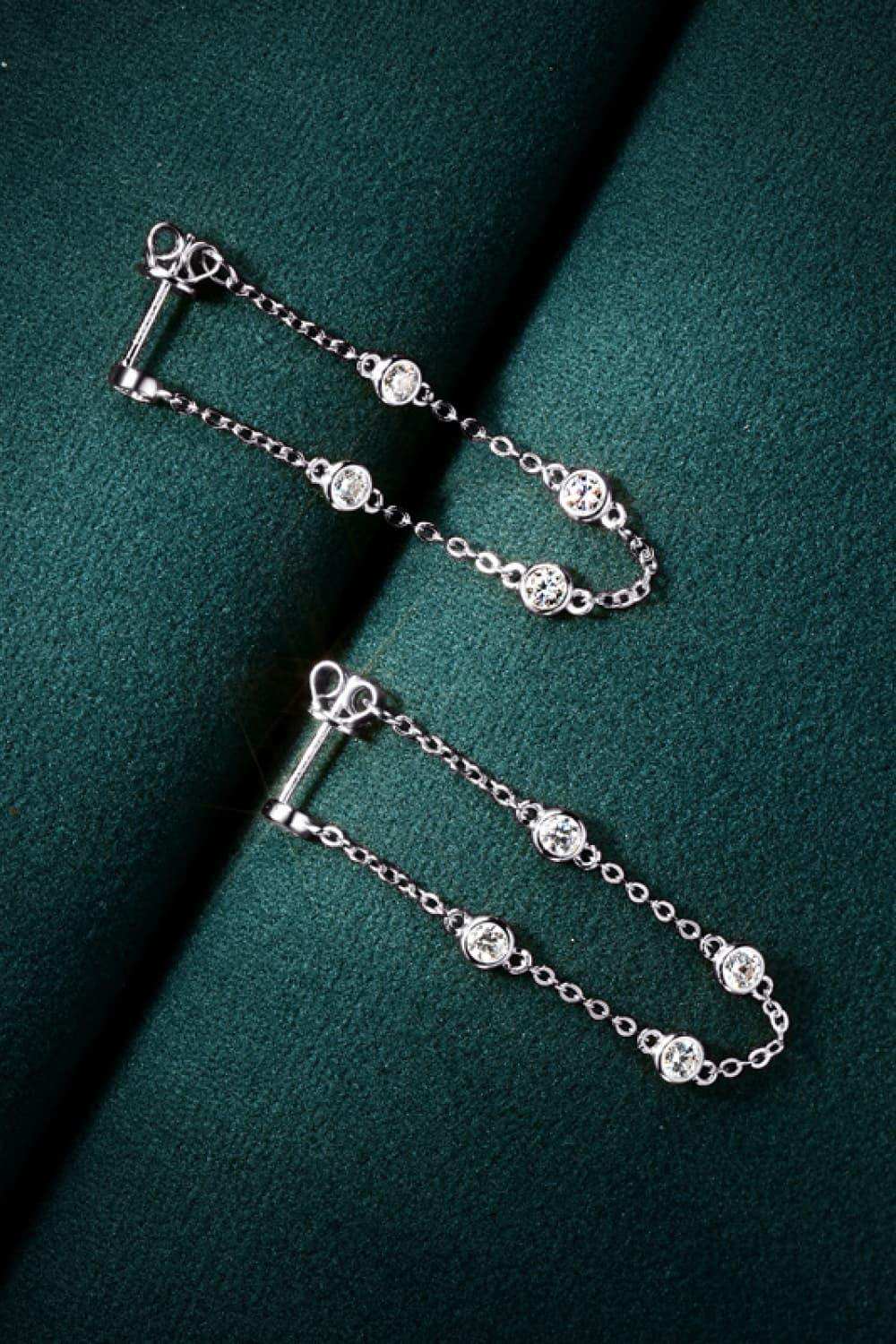 1 Carat Moissanite 925 Sterling Silver Chain Earrings - Trendsi - Flyclothing LLC