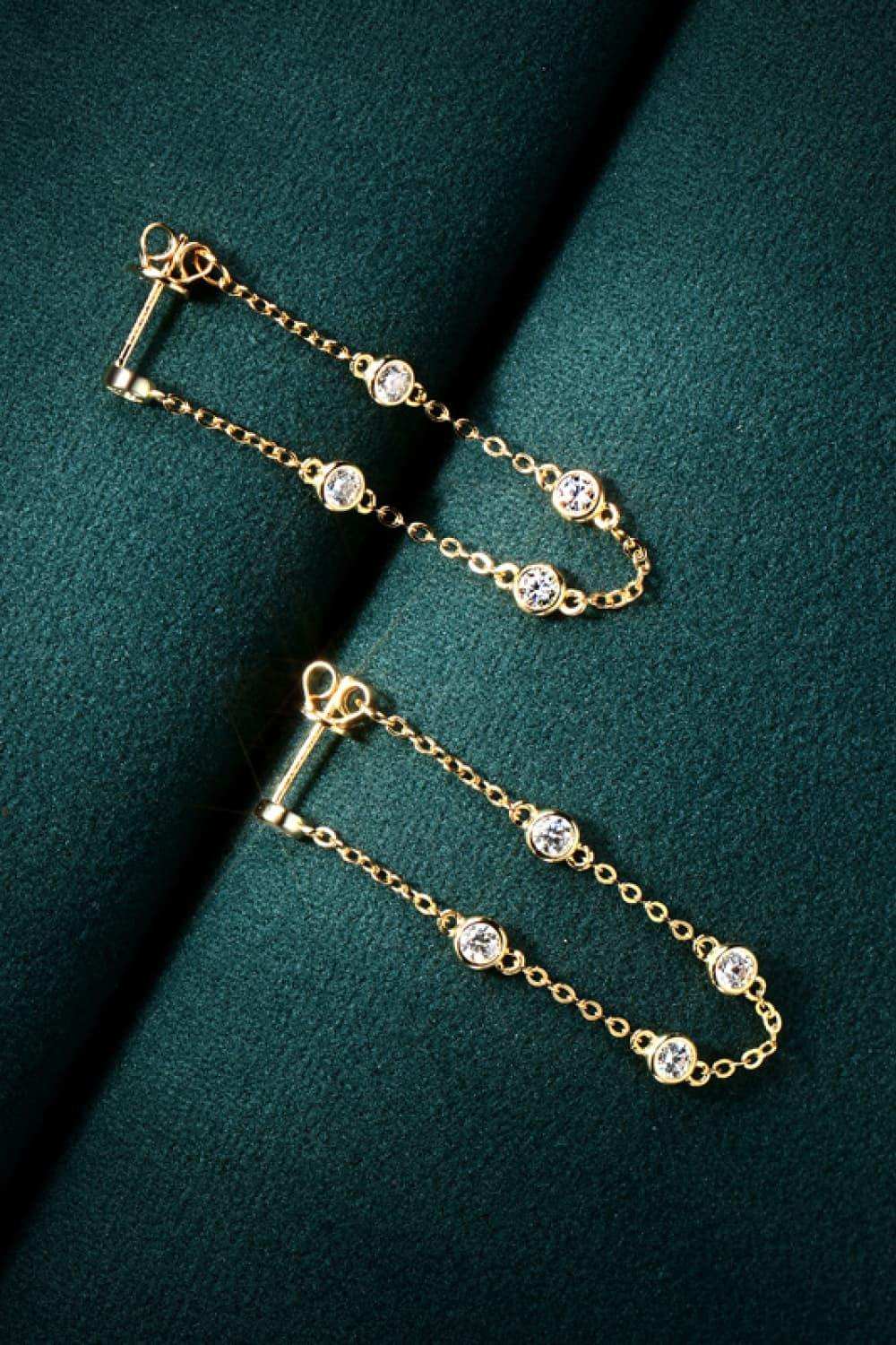 1 Carat Moissanite 925 Sterling Silver Chain Earrings - Trendsi - Flyclothing LLC
