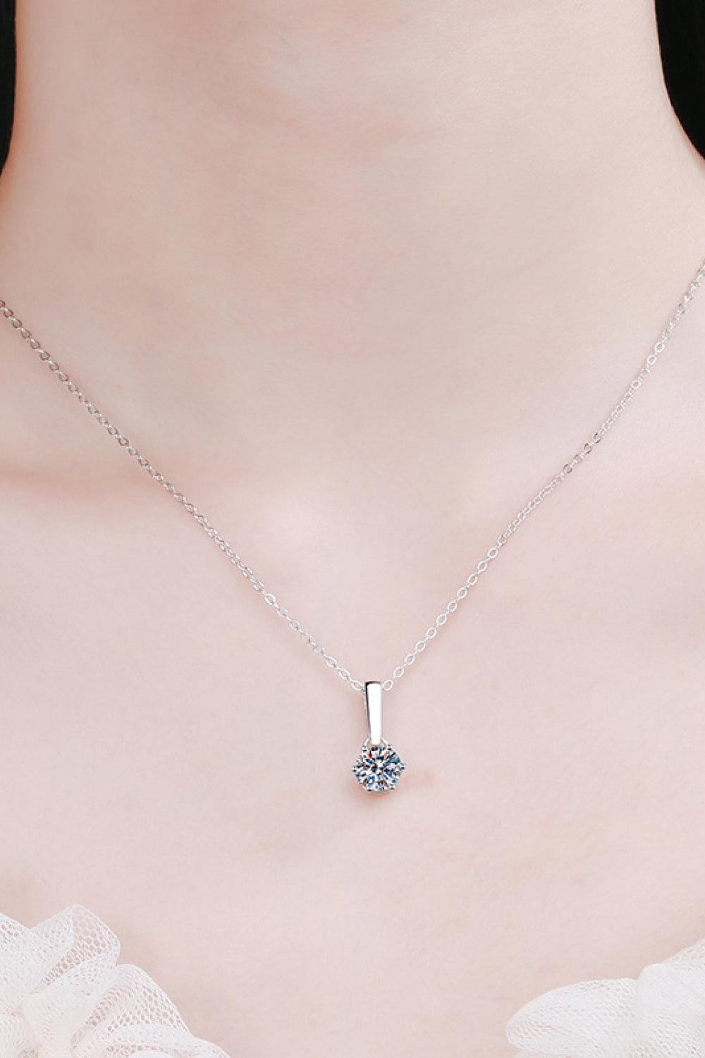 1 Carat Moissanite 925 Sterling Silver Chain-Link Necklace - Trendsi