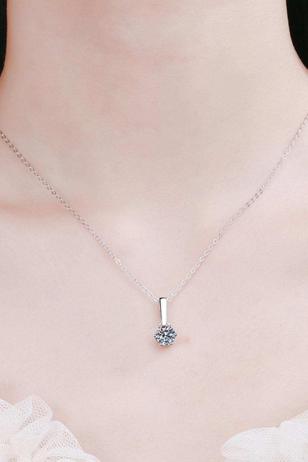 1 Carat Moissanite 925 Sterling Silver Chain-Link Necklace - Trendsi - Flyclothing LLC