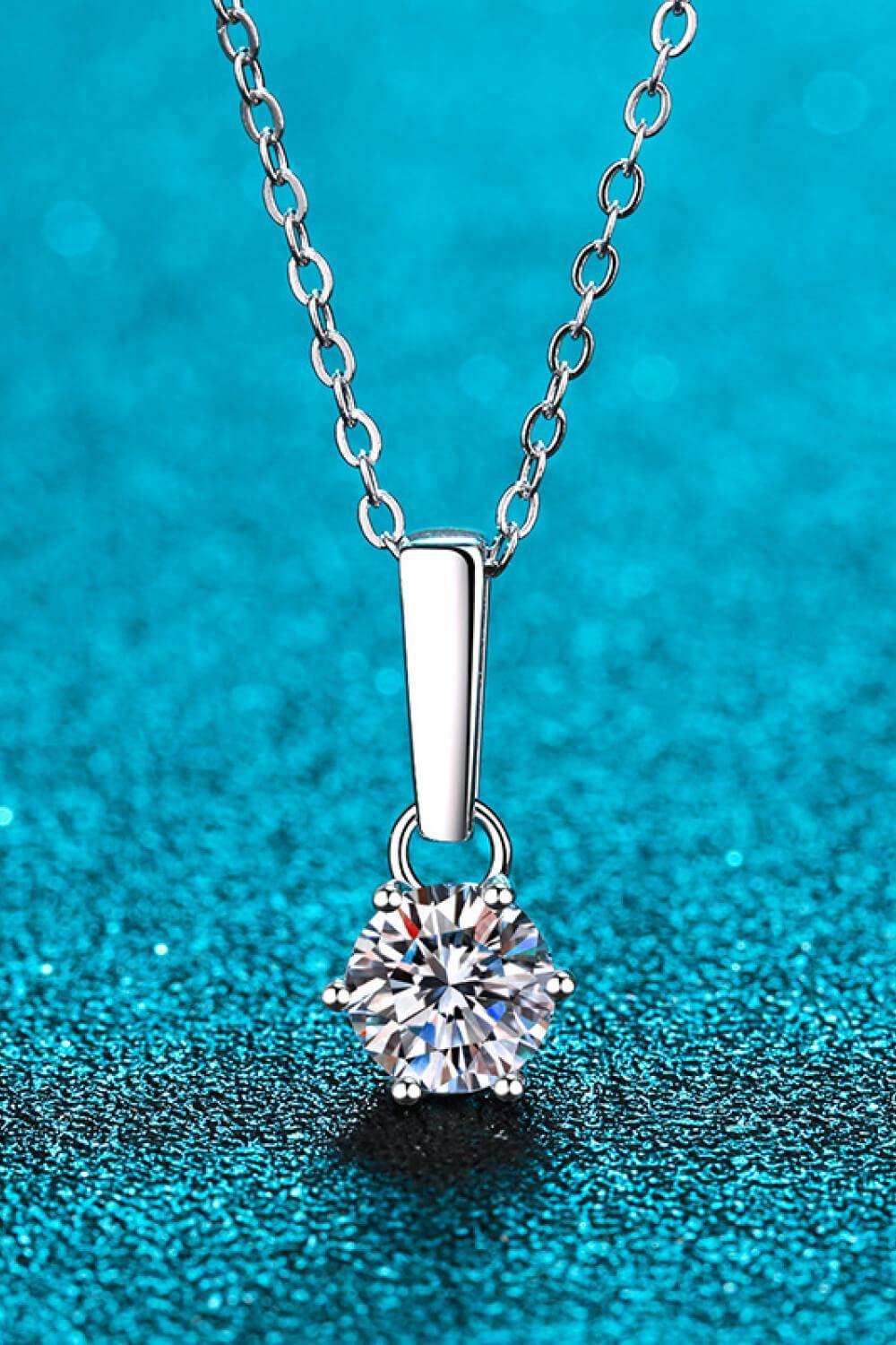 1 Carat Moissanite 925 Sterling Silver Chain-Link Necklace - Trendsi - Flyclothing LLC