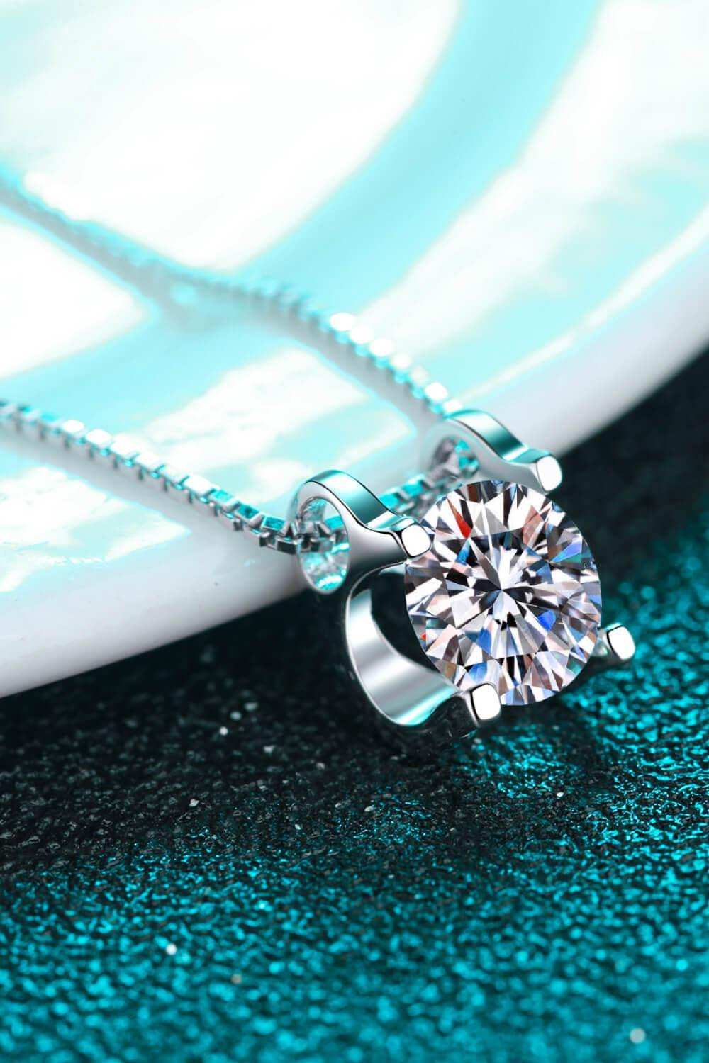 1 Carat Moissanite 925 Sterling Silver Chain Necklace - Trendsi - Flyclothing LLC